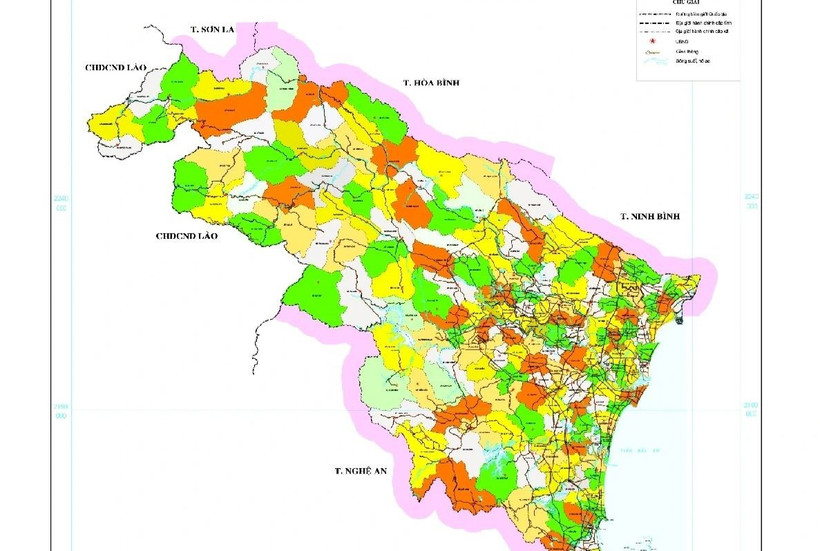 Bản đồ các đơn vị hành chính cấp xã tỉnh Thanh Hóa sau sáp nhập. (Nguồn: Sở Nội vụ Thanh Hóa)