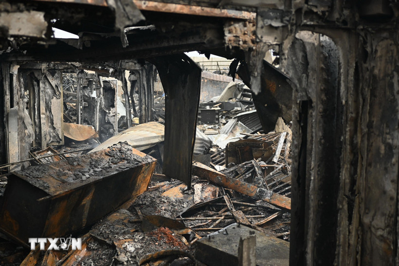 Cảnh đổ nát sau vụ tấn công vào trung tâm cai nghiện ở Kabul, Afghanistan, ngày 17/3/2026. (Nguồn: THX/TTXVN)