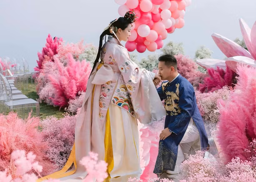 Cặp đôi tổ chức lễ cưới với điểm nhấn là sự giao thoa văn hóa Việt-Hàn. (Nguồn: Vietnam+)