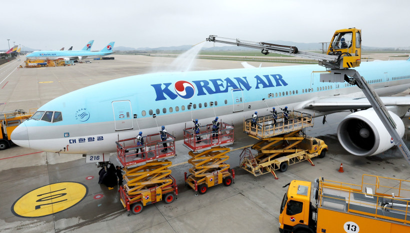 Máy bay của Hãng hàng không Korean Air (Hàn Quốc) tại Sân bay Quốc tế Incheon, ngày 25/4/2024. (Nguồn: YONHAP/TTXVN)