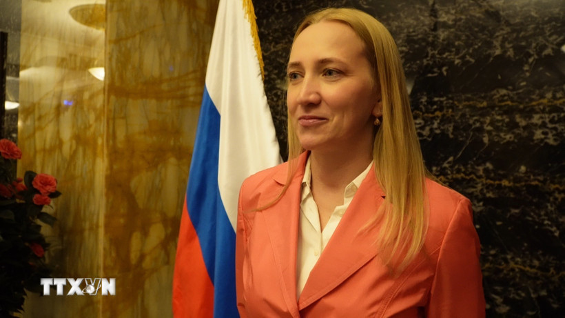 Tổng giám đốc Công ty thương mại thực phẩm Ava Trading, bà Irina Ivanova. (Ảnh: Tâm Hằng/TTXVN)