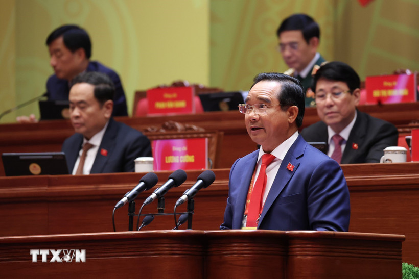 Đồng chí Nguyễn Văn Được, Ủy viên Trung ương Đảng, Phó Bí thư Thành ủy, Chủ tịch Ủy ban nhân dân Thành phố Hồ Chí Minh, tham luận về vấn đề “Phát huy vai trò đầu tàu, xây dựng Thành phố Hồ Chí Minh trở thành trung tâm khoa học, công nghệ và đổi mới sáng tạo mang tầm quốc tế, tạo động lực lan tỏa phát triển cho cả nước.” (Nguồn: TTXVN)