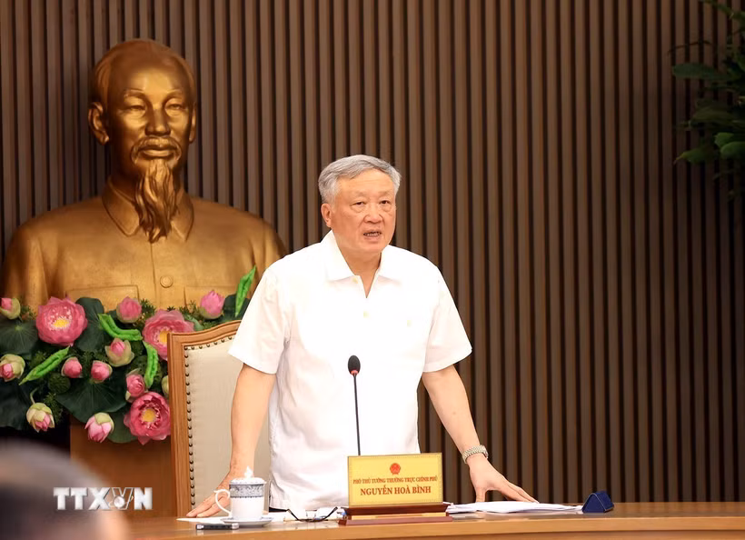 Phó Thủ tướng Thường trực Nguyễn Hòa Bình phát biểu. (Ảnh: Tuấn Anh/TTXVN)