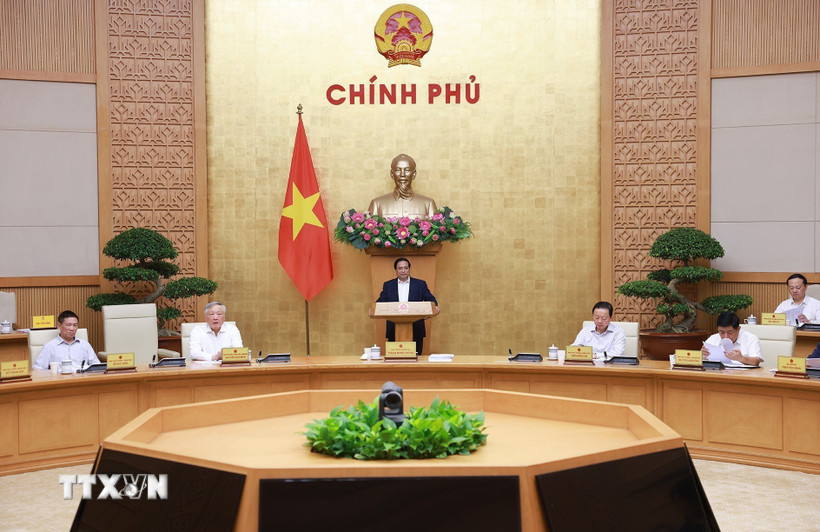 Thủ tướng Phạm Minh Chính chủ trì Phiên họp Chính phủ chuyên đề về xây dựng pháp luật tháng 9 năm 2025. (Ảnh: Dương Giang/TTXVN)