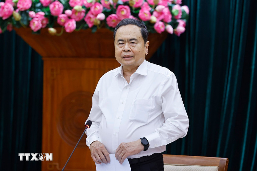 Chủ tịch Quốc hội Trần Thanh Mẫn phát biểu. (Ảnh: Doãn Tấn/TTXVN)