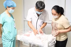 Bác sỹ thăm khám, chăm sóc cho trẻ sơ sinh. (Ảnh: PV/Vietnam+)