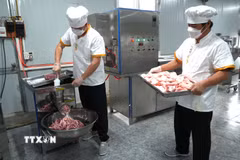 Chế biến các sản phẩm từ vật nuôi. (Ảnh: TTXVN) 