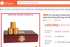 Sản phẩm “An cung ngưu hoàng hoàn Hàn Quốc hộp gỗ 10 viên - Vũ hoàng thanh tâm phòng đột quỵ, tai biến” bị Bộ Y tế yêu cầu Shopee gỡ sản phẩm quảng cáo trên sàn thương mại điện tử. (Ảnh: Cục An toàn thực phẩm cung cấp)