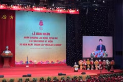 Thứ trưởng Thường trực Bộ Y tế Vũ Mạnh Hà phát biểu tại buổi lễ. (Ảnh: PV/Vietnam+)