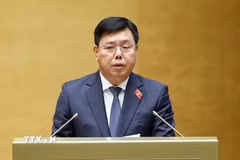 Bộ trưởng Bộ Nội vụ Nguyễn Tiến Hải phát biểu giải trình, làm rõ một số vấn đề đại biểu Quốc hội nêu. (Ảnh: Doãn Tấn/TTXVN)
