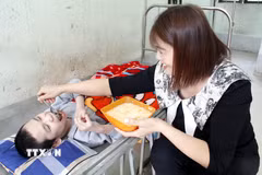 Nhân viên Cơ sở chăm sóc cho người khuyết không thể tự phục vụ. (Ảnh: TTXVN)