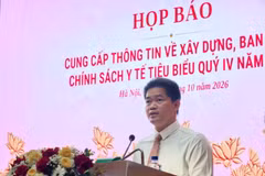 Thứ trưởng thường trực Bộ Y tế Vũ Mạnh Hà chủ trì cuộc họp. (Ảnh: PV/Vietnam+)