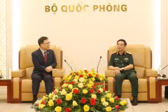 Đại tướng Phan Văn Giang và Đại sứ Choi Young Sam tại buổi tiếp. (Ảnh: PV/Vietnam+)