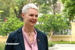 Bà Hilde Solbakken, Đại sứ Na Uy tại Việt Nam trả lời phỏng vấn. (Ảnh: Hằng Trần/Vietnam+)