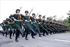 Các chiến sĩ đã hăng say luyện tập với cường độ cao suốt 4 tháng qua, hướng đến mục tiêu "đúng, đều, mạnh, đẹp và thống nhất". (Ảnh: Tuấn Anh/TTXVN)