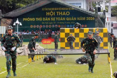 Hội thao Phòng thủ dân sự toàn quân năm 2026 diễn ra từ ngày 10-13/8 tại Lữ đoàn 86 (Binh chủng Hóa học). (Ảnh: Trọng Đức/TTXVN) 
