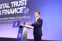 Thượng tướng Phạm Thế Tùng - Thứ trưởng Bộ Công an phát biểu tại Diễn đàn “Xây dựng niềm tin số tài chính trong kỷ nguyên trí tuệ nhân tạo. (Ảnh: PV/Vietnam+)
