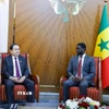 Chủ tịch Quốc hội Trần Thanh Mẫn hội kiến Tổng thống Senegal Bassirou Diomaye Faye. (Ảnh: Doãn Tấn/TTXVN)