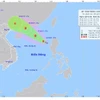 Vị trí và hướng đi của áp thấp nhiệt đới. (Nguồn: Trung tâm Dự báo Khí tượng Thủy văn Quốc gia)