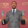 Tài tử Michael B. Jordan trên thảm đỏ Actors Awards 2026. (Nguồn: AFP)