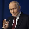Tổng thống Nga Vladimir Putin tại cuộc họp báo ở Moskva. (Nguồn: AA/TTXVN)
