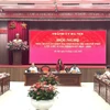 Bí thư Thành ủy Hà Nội Bùi Thị Minh Hoài phát biểu tại hội nghị. (Ảnh: Quốc Lũy/TTXVN)