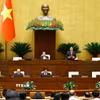 Phó Chủ tịch Quốc hội Nguyễn Khắc Định điều hành nội dung về Dự thảo Nghị quyết của Quốc hội về việc thành lập thành phố Đồng Nai trực thuộc Trung ương. (Ảnh: Doãn Tấn/TTXVN)