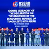 Thủ tướng Phạm Minh Chính và các Trưởng đoàn chụp ảnh chung tại Lễ khai mạc Hội nghị Cấp cao ASEAN lần thứ 47. (Ảnh: Dương Giang/TTXVN)