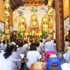 Lễ Vu Lan của cộng đồng người Việt tại Chùa Phật Tích ở thủ đô Vientiane, Lào. (Ảnh: Xuân Tú/TTXVN)
