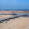 Sân đỗ tàu bay, nhà ga hành khách sân bay Long Thành đã cơ bản hoàn thành các phần việc chính. (Ảnh: Công Phong/TTXVN)