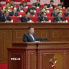 Nhà lãnh đạo Kim Jong Un phát biểu tại ngày làm việc thứ hai của Đại hội lần thứ IX Đảng Lao động Triều Tiên ở Bình Nhưỡng ngày 20/2/2026. (Ảnh: KCNA/TTXVN)
