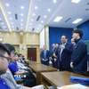 Thủ tướng Phạm Minh Chính truyền cảm hứng cho sinh viên Trường Đại học Khoa học và Công nghệ Hà Nội. (Ảnh: Dương Giang/TTXVN)
