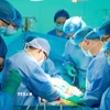 Các bác sỹ thực hiện ghép gan cho người bệnh. (Nguồn: TTXVN phát)