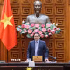 Thủ tướng Phạm Minh Chính chủ trì cuộc họp Thường trực Chính phủ về bình ổn giá xăng dầu. (Ảnh: Dương Giang/TTXVN)