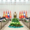 Tổng Bí thư Tô Lâm và Tổng Bí thư, Chủ tịch nước Lào Thongloun Sisoulith đồng chủ trì Cuộc gặp cấp cao giữa Đảng Cộng sản Việt Nam và Đảng Nhân dân Cách mạng Lào. (Ảnh: Thống Nhất/TTXVN)