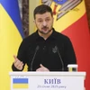 Tổng thống Ukraine Volodymyr Zelensky trong cuộc họp báo ở Kiev ngày 25/1/2025. (Ảnh: Kyodo/TTXVN)