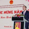 Đại sứ Việt Nam tại Vương quốc Bỉ, Đại công quốc Luxembourg, Trưởng Phái đoàn Việt Nam bên cạnh Liên minh châu Âu Nguyễn Văn Thảo phát biểu tại chương trình. (Ảnh: Hương Giang/TTXVN)