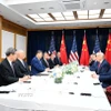 Chủ tịch Trung Quốc Tập Cận Bình và Tổng thống Mỹ Donald Trump tại cuộc gặp ở Busan, Hàn Quốc, ngày 30/10/2025. (Nguồn: THX/TTXVN)