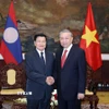 Chiều 29/4/2025, tại Thành phố Hồ Chí Minh, Tổng Bí thư Tô Lâm hội kiến Tổng Bí thư, Chủ tịch nước Lào Thongloun Sisoulith nhân dịp sang Việt Nam dự Lễ kỷ niệm 50 năm Ngày Giải phóng miền Nam, thống nhất đất nước (30/4/1975-30/4/2025). (Ảnh: Thống Nhất/TTXVN)