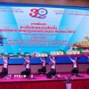 Tiết mục nghệ thuật tại sự kiện ca ngợi quan hệ đặc biệt Việt Nam-Lào. (Ảnh: Xuân Tú/TTXVN)