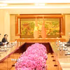Phó Chủ tịch Quốc hội Trần Quang Phương (trái) hội kiến Ủy viên trưởng Ủy ban Thường vụ Đại hội Đại biểu Nhân dân Toàn quốc Trung Quốc Triệu Lạc Tế. (Ảnh: Công Tuyên/TTXVN)