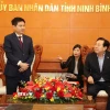 Bí thư Tỉnh ủy Ninh Bình Trương Quốc Huy phát biểu tại buổi làm việc. (Ảnh: Đại Nghĩa/TTXVN)