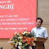 Bí thư Tỉnh ủy Hưng Yên Nguyễn Hữu Nghĩa phát biểu tại Hội nghị công bố nhân sự chủ chốt các xã, phường mới sau hợp nhất. (Ảnh: Đinh Văn Nhiều/TTXVN)