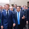 Thủ tướng Phạm Minh Chính hội kiến Tổng thống Pháp Emmanuel Macron. (Ảnh: Dương Giang/TTXVN)