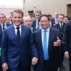 Thủ tướng Phạm Minh Chính hội kiến Tổng thống Pháp Emmanuel Macron. (Ảnh: Dương Giang/TTXVN)
