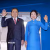 Chủ tịch Quốc hội Trần Thanh Mẫn và Phu nhân rời Hà Nội, lên đường tham dự Đại hội đồng lần thứ 152 của Liên minh Nghị viện thế giới (IPU-152) tại Istanbul, Thổ Nhĩ Kỳ. (Ảnh: Doãn Tấn/TTXVN)