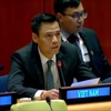 Đại sứ Đặng Hoàng Giang, Trưởng Phái đoàn thường trực Việt Nam tại Liên hợp quốc, phát biểu tại phiên thảo luận. (Ảnh: Hoài Thanh/TTXVN)