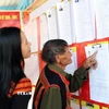 Cử tri đồng bào dân tộc thiểu số Xê Đăng, xã Trà Linh, thành phố Đà Nẵng đến điểm bầu cử tìm hiểu tiểu sử các ứng cử viên Quốc hội và HĐND. (Ảnh: Trần Tĩnh/TTXVN)