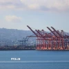 Quang cảnh cảng hàng hóa Long Beach, California, Mỹ. (Nguồn: THX/TTXVN)
