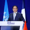 Sáng 8/6/2025 (giờ địa phương), tại Công quốc Monaco, Thủ tướng Phạm Minh Chính tham dự Phiên toàn thể 4 và phát biểu tại Phiên bế mạc Diễn đàn Tài chính và Kinh tế xanh của Hội nghị Đại dương Liên hợp quốc lần thứ ba (UNOC 3). (Ảnh: Dương Giang/TTXVN)